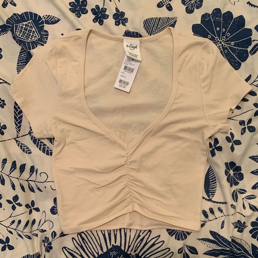 Cropped V-Neck Tee